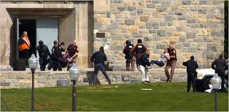 As well as looking for the shooter, the police took students out of the building