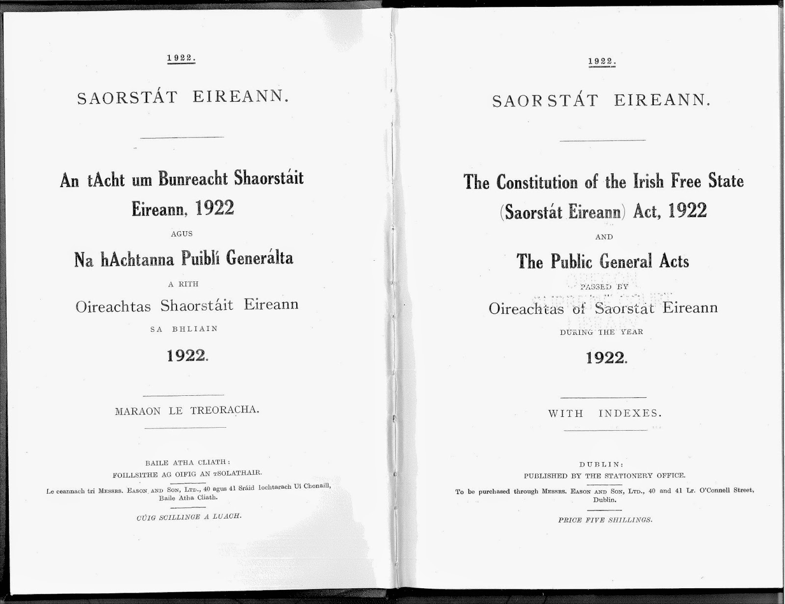 'The Free State of Ireland' was introduced in 1922